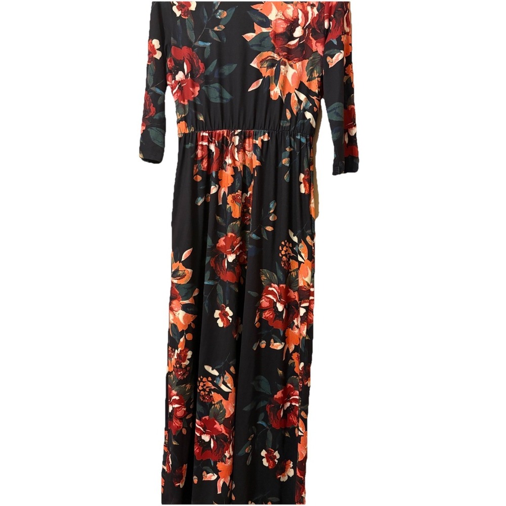 Zattcas Womens 3/4 Sleeve Floral Long Maxi Dress